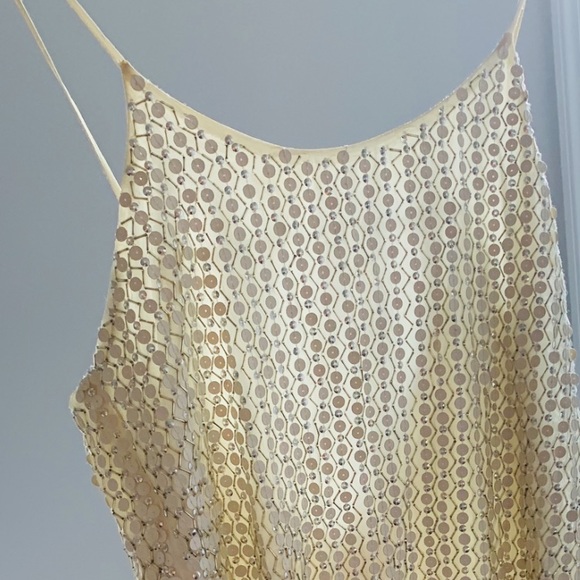 Parker white leather sequin cocktail flapper dress - Picture 1 of 11